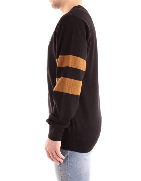 Girocollo Uomo in lana merino Nero oro FRED PERRY- Francavilla Moda